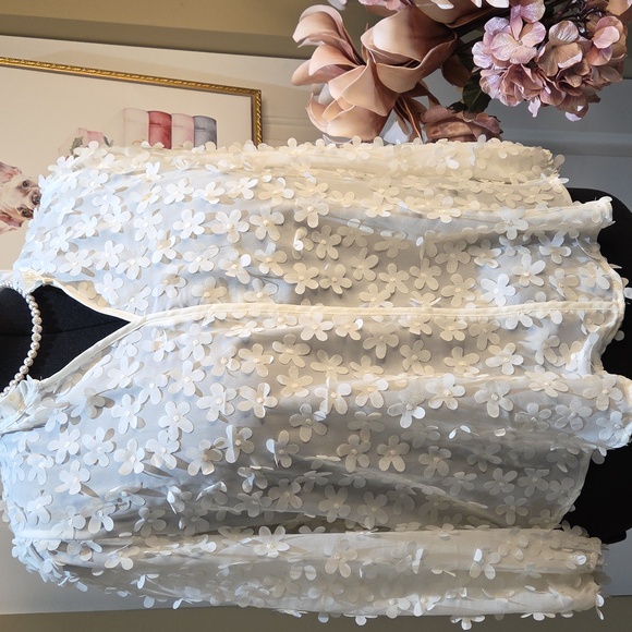 Nwt 1X Adrianna Papell White Floral Blouse - Picture 2 of 14